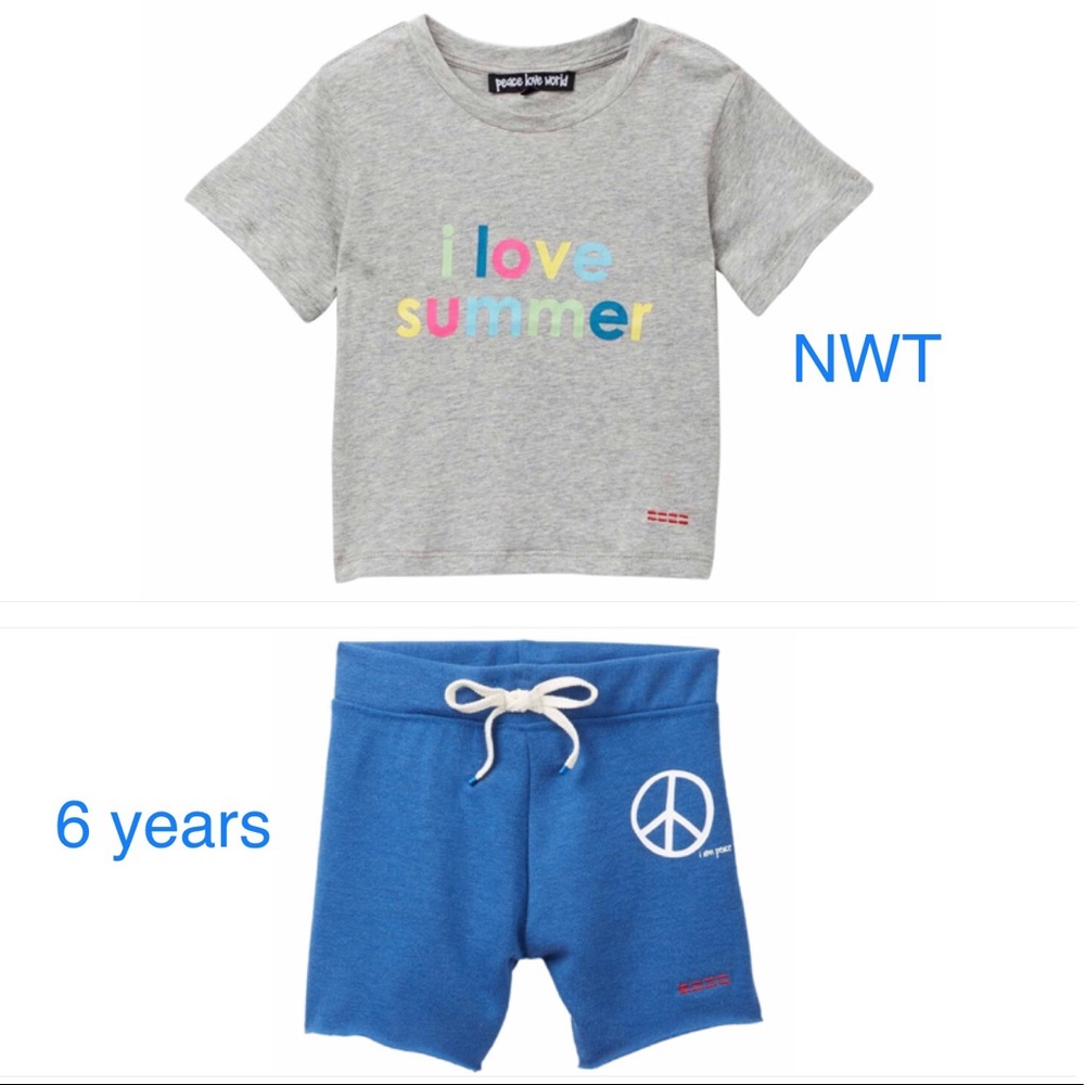 NWT Peace Love World Shorts & Tee Set 6 years